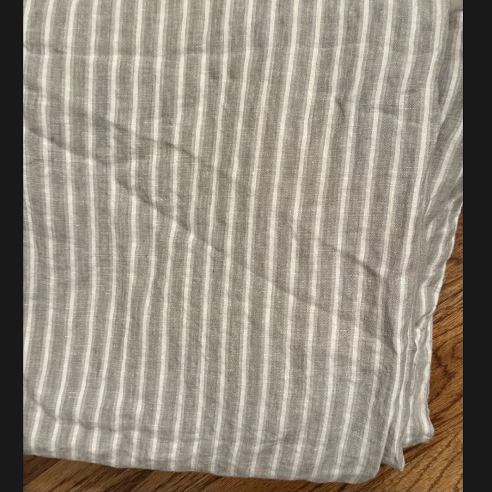 WEST ELM Striped Belgian Flax Linen Duvet Cover Full/ Queen - Picture 6 of 8